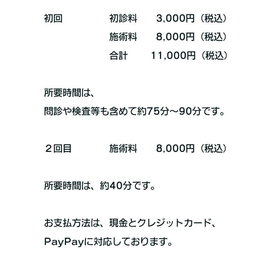 料金、所要時間などの説明